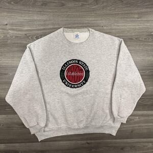 Vintage Illinois State University Sweatshirt Mens XXL Gray NCAA Crewneck 90s USA